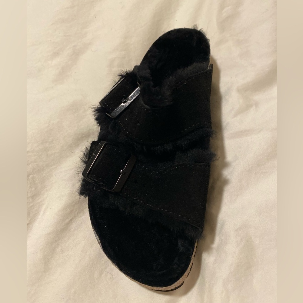 Birkenstock Arizona Shearling Sandal - Black - Women’s Size 38 - Picture 5 of 6